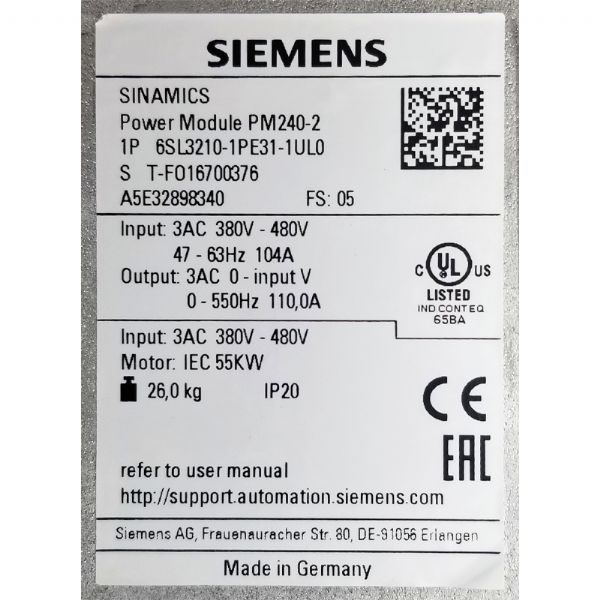 6SL3210-1PE31-1UL0 - 63317