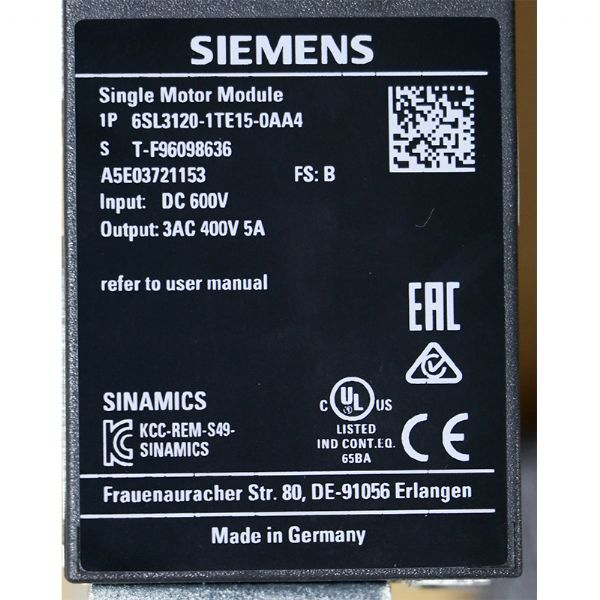 6SL3120-1TE15-0AA4 - 63464